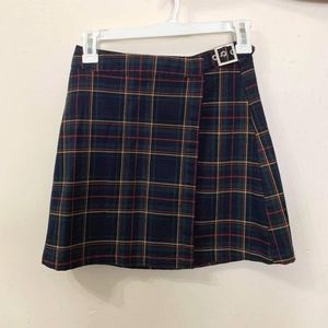 Brandy Melville Plaid Emerson Buckle Wrap Skirt